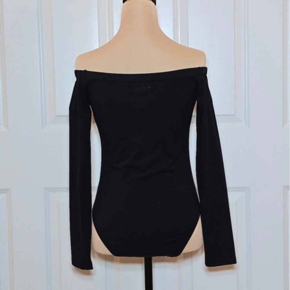 Ampersand Avenue Womens Black Off The Shoulder Long Sleeve Bodysuit Large L - Picture 3 of 8